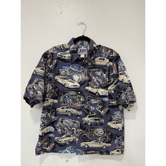 Reyn Spooner Ford Mustang Hawaiian Button Up Shirt Size L - Picture 1 of 7